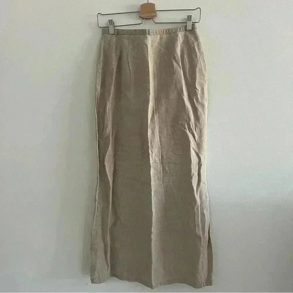 Liz Claiborne Maxi Linen Skirt Oatmeal Color Sz 6 - Picture 3 of 7